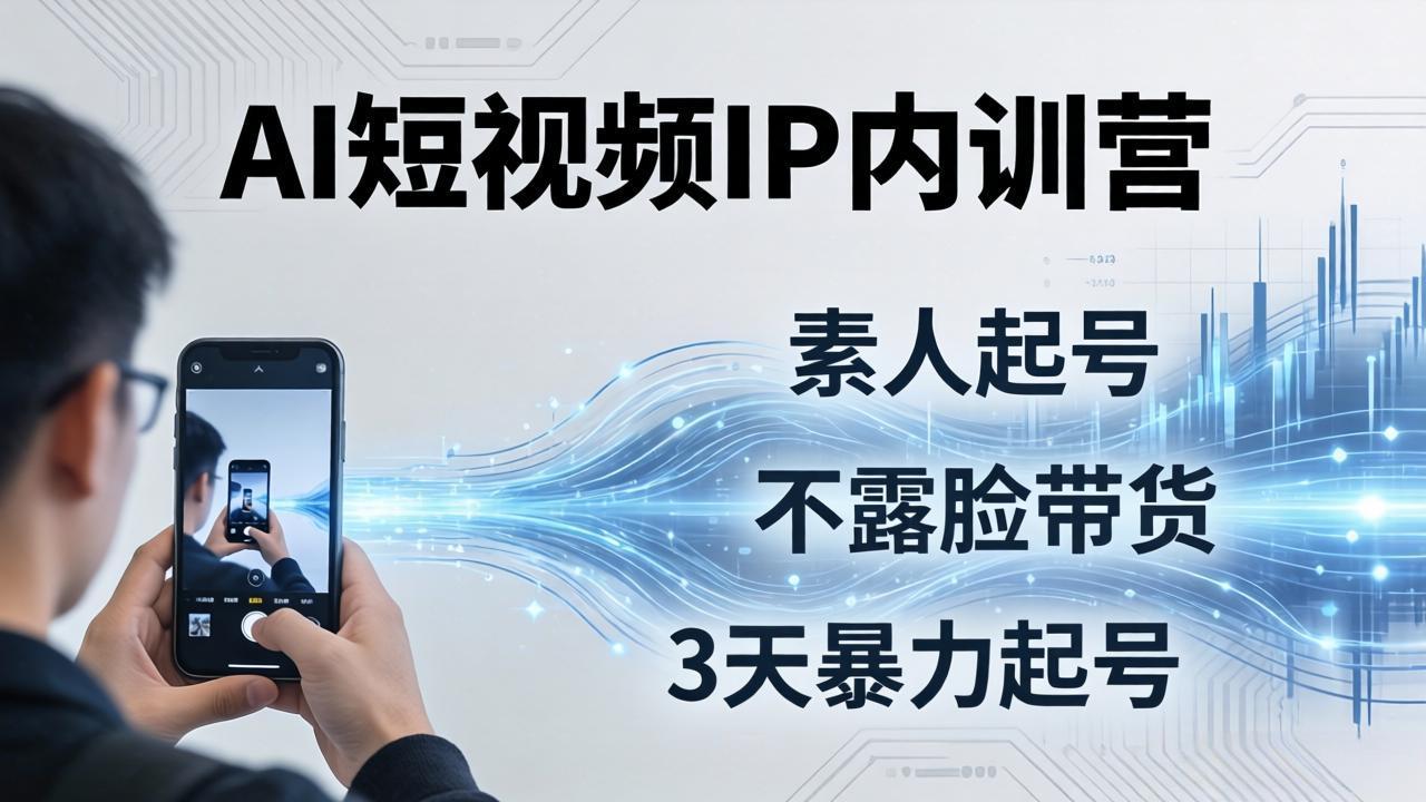 2026AI短视频IP内训营：从素人起号到不露脸带货，3天暴力起号全流程拆解-惠声资源站