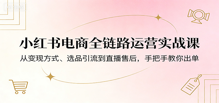 小红书电商全链路运营实战课：从变现方式、选品引流到直播售后，手把手教你出单-惠声资源站