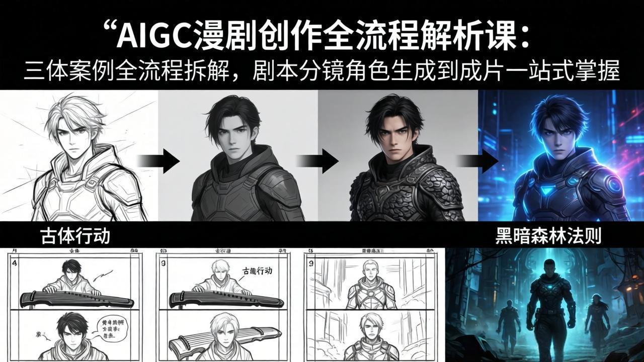 AIGC漫剧创作全流程解析课：三体案例全流程拆解，剧本分镜角色生成到成片一站式掌握-惠声资源站