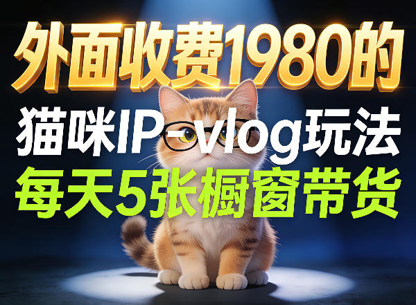 宠物赛道猫咪IP-vlog玩法，26条视频涨粉29W，每天5张橱窗带货拆解-惠声资源站