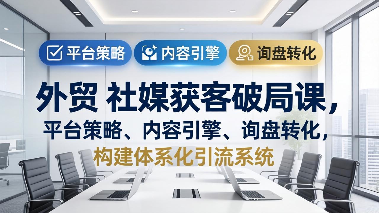外贸 社媒获客破局课，平台策略、内容引擎、询盘转化，构建体系化引流系统(更新26年3月-惠声资源站