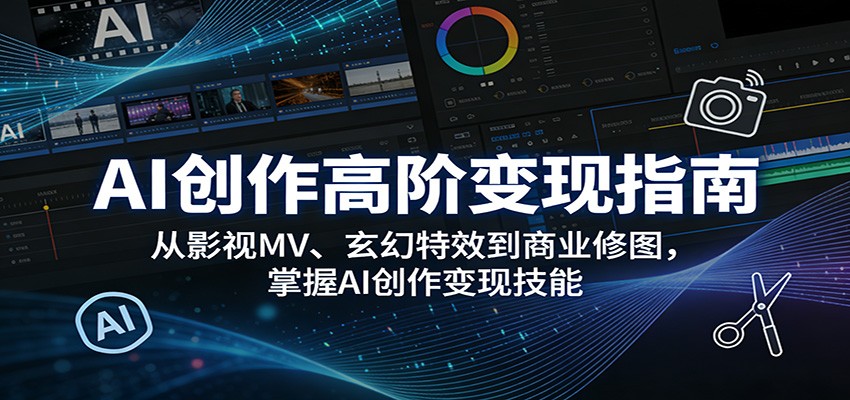 AI创作高阶变现指南：从影视MV、玄幻特效到商业修图，掌握AI创作变现技能-惠声资源站