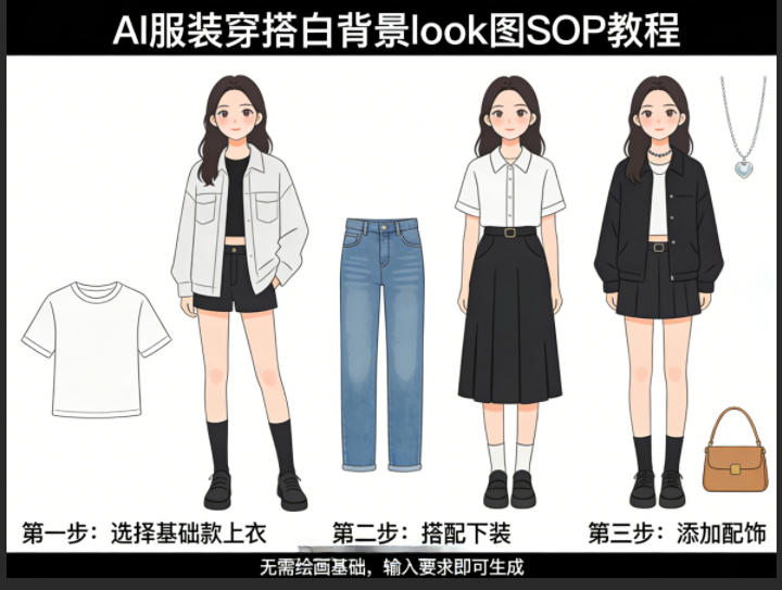 AI服装穿搭白背景look图SOP教程，不用会画画，提几句具体要求，AI就能还你一个奇迹-惠声资源站