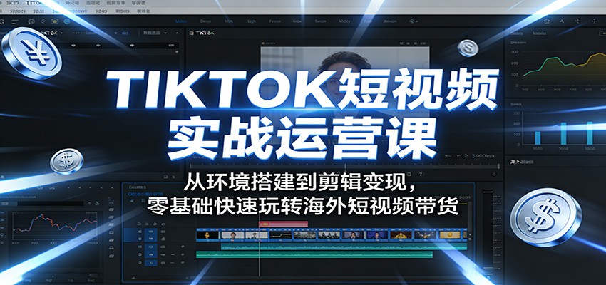TIKTOK短视频实战运营课：从环境搭建到剪辑变现，零基础快速玩转海外短视频带货-惠声资源站