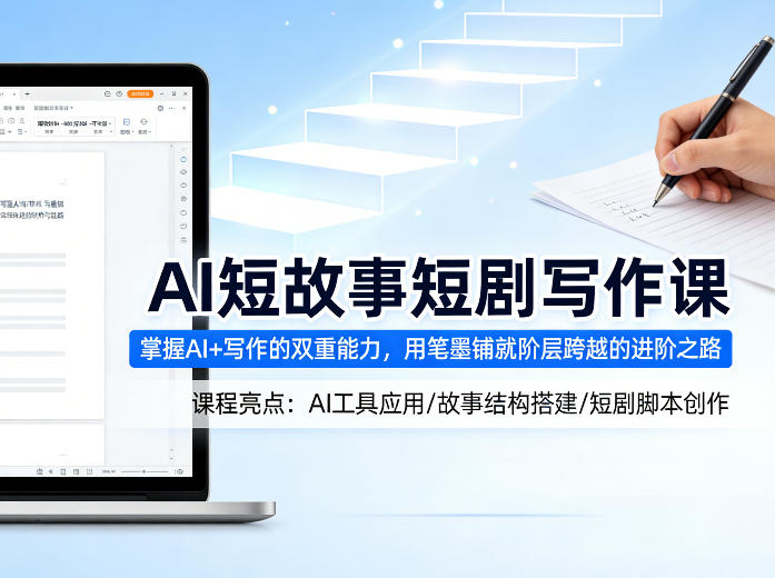 AI短故事短剧写作课，掌握AI+写作的双重能力，用笔墨铺就阶层跨越的进阶之路-惠声资源站