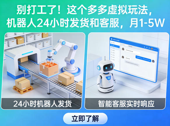 别打工了！这个多多虚拟玩法，机器人24小时发货和客服，月1-5W【揭秘】-惠声资源站