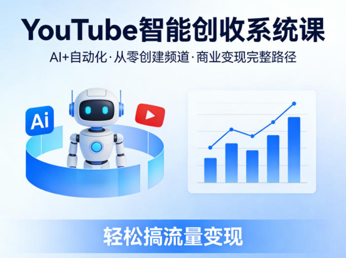 YouTube智能创收系统课，AI+自动化，从零创建YouTube频道并实现商业变现的完整路径，轻松搞流量变现-惠声资源站