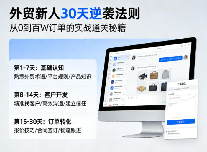 外贸新人30天逆袭法则，教你从0到百W订单的实战通关秘籍-惠声资源站