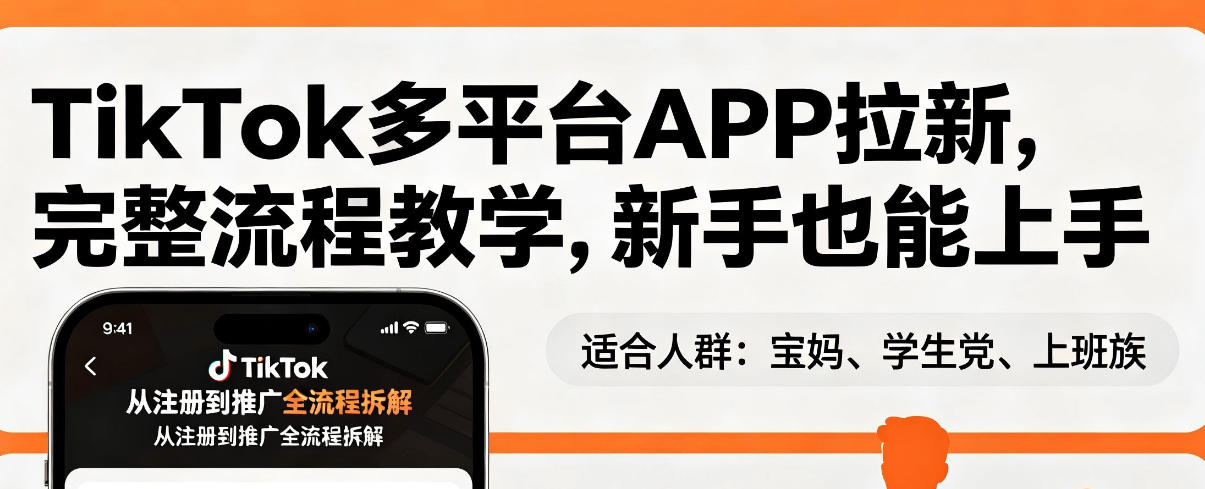 TikTok多平台APP拉新，完整流程教学，新手也能上手，轻松出海搞美金-惠声资源站
