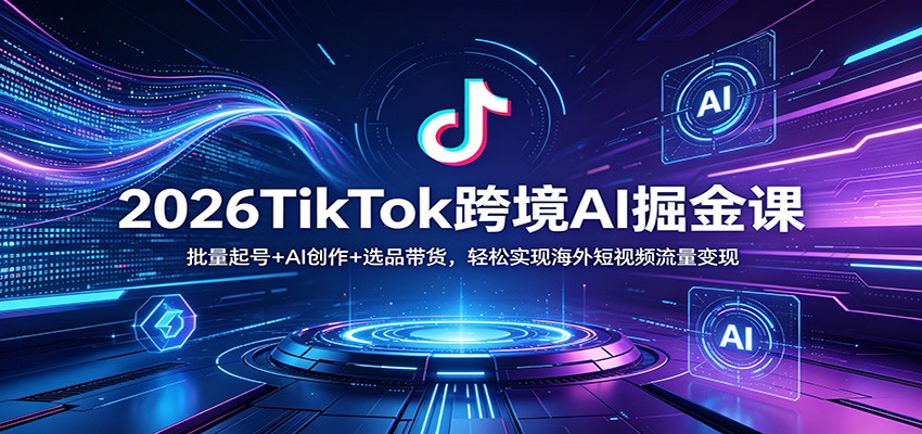 2026TikTok跨境AI掘金课：批量起号+AI创作+选品带货，轻松实现海外短视频流量变现-惠声资源站