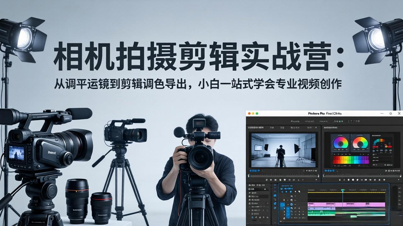 相机拍摄剪辑实战营：从调平运镜到剪辑调色导出，小白一站式学会专业视频创作-惠声资源站