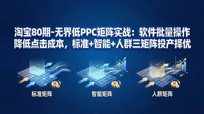 淘宝80期-无界低PPC矩阵实战：软件批量操作降低点击成本，标准+智能+人群三矩阵投产择优-惠声资源站