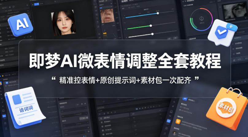 即梦AI微表情调整全套教程，精准控表情+原创提示词+素材包一次配齐-惠声资源站