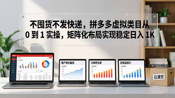 不囤货不发快递，拼多多虚拟类目从 0 到 1 实操，矩阵化布局实现稳定日入 1K-惠声资源站