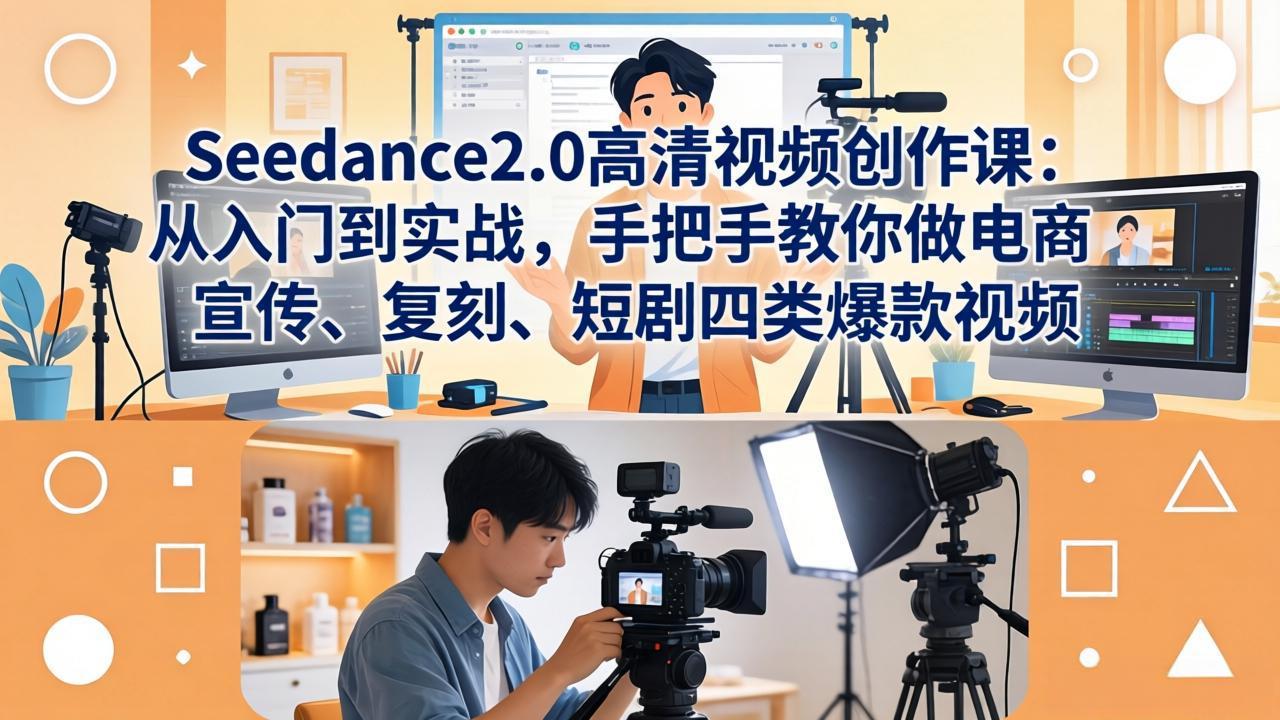 Seedance2.0高清视频创作课：从入门到实战，手把手教你做电商、宣传、复刻、短剧四类爆款视频-惠声资源站