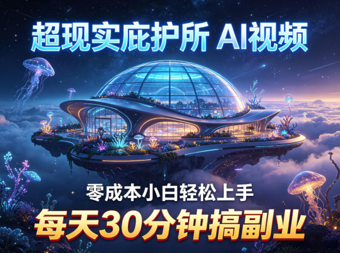 超现实庇护所AI视频项目拆解，零成本小白轻松上手，每天30分钟搞副业-惠声资源站