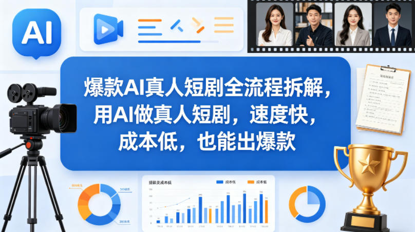 爆款AI真人短剧全流程拆解，用AI做真人短剧，速度快，成本低，也能出爆款-惠声资源站