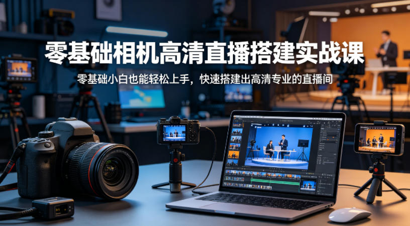 零基础相机高清直播间搭建实战课，小白也能轻松上手，快速搭建出高清专业的直播间-惠声资源站