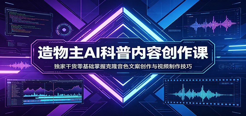 AI科普内容创作课：独家干货零基础掌握克隆音色文案创作与视频制作技巧-惠声资源站