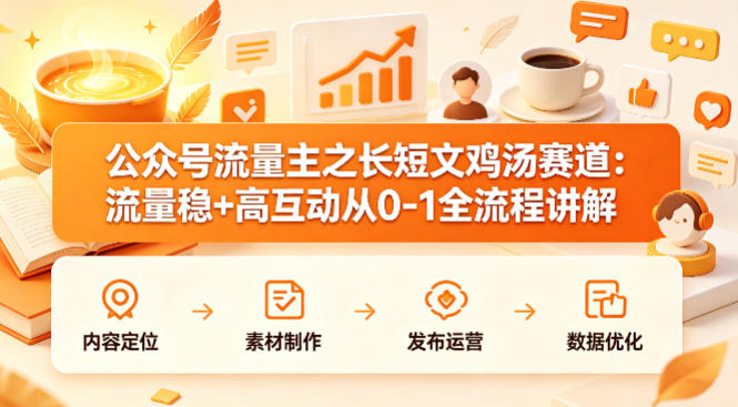 公众号流量主之长短文鸡汤赛道，流量稳+高互动，从0-1全流程讲解-惠声资源站