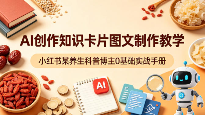 AI创作知识卡片图文制作教学，小红书某养生科普博主0基础实战手册-惠声资源站