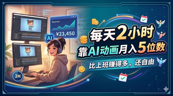 每天 2 小时，靠 AI 动画月入 5 位数，比上班赚得多，还自由-惠声资源站