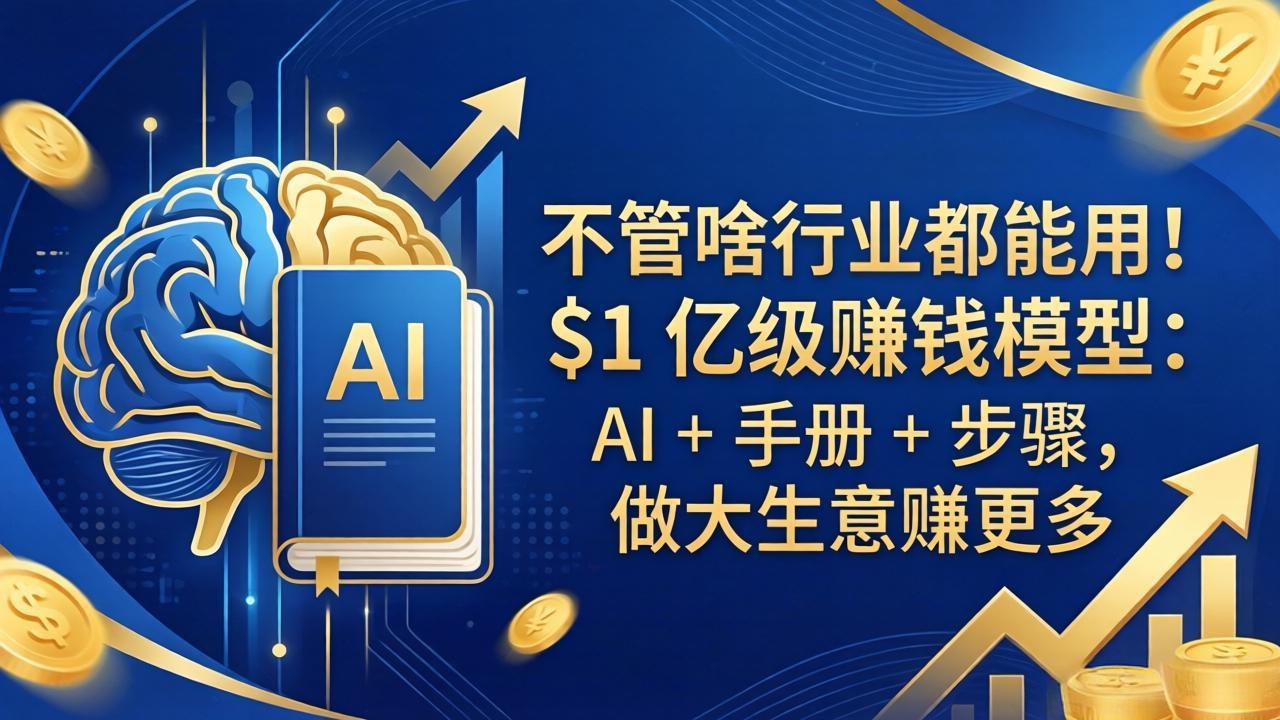 不管啥行业都能用！$1 亿级赚钱模型：AI + 手册 + 步骤，做大生意赚更多-惠声资源站