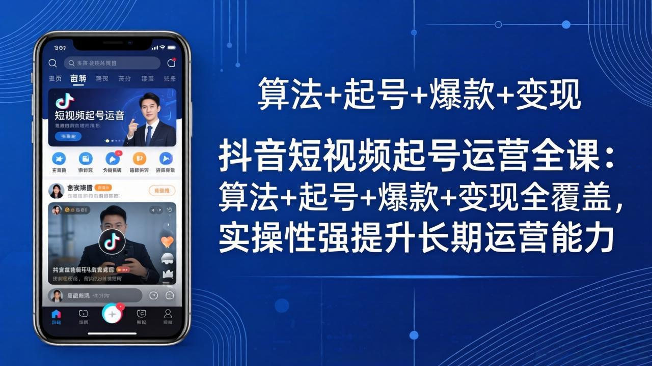 抖音短视频起号运营全课：算法+起号+爆款+变现全覆盖，实操性强提升长期运营能力-惠声资源站