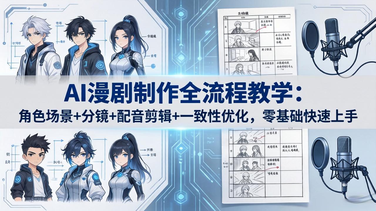 AI漫剧制作全流程教学：角色场景+分镜+配音剪辑+一致性优化，零基础快速上手-惠声资源站
