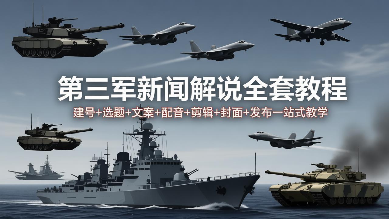 第三军迷新闻解说全套教程：建号+选题+文案+配音+剪辑+封面+发布一站式教学-惠声资源站