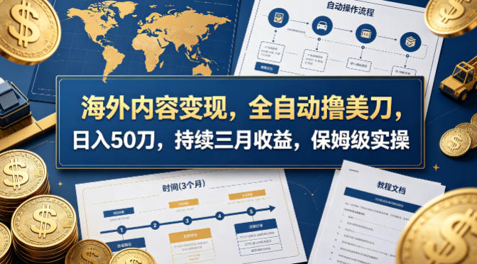 海外内容变现，全自动撸美刀，日入50刀，持续三月收益，保姆级实操【揭秘】-惠声资源站