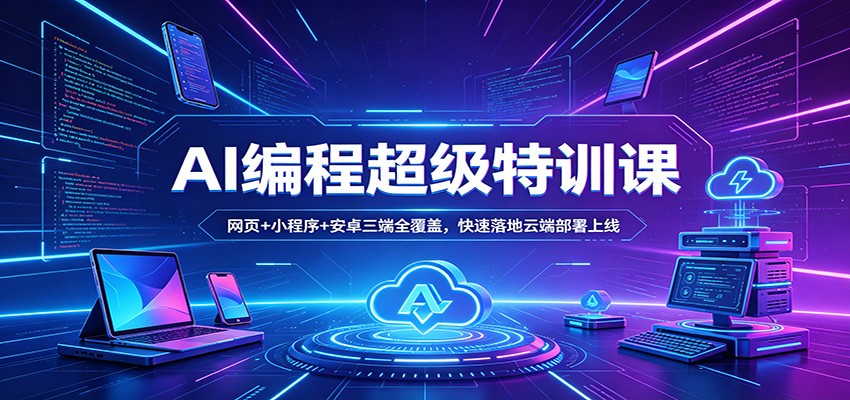 AI编程超级特训课：网页+小程序+安卓三端全覆盖，快速落地云端部署上线-惠声资源站