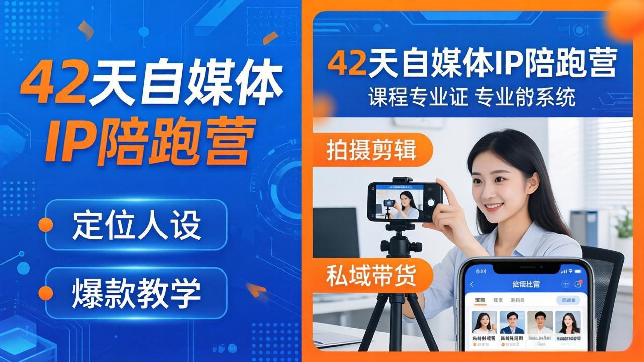 42天自媒体IP陪跑营-26年4月19更新：定位人设爆款全教学，拍摄剪辑私域带货一站式落地-惠声资源站