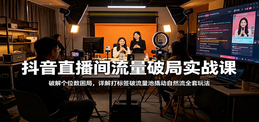 抖音直播间流量破局实战课：破解个位数困局，详解打标签破流量池撬动自然流全套玩法-惠声资源站