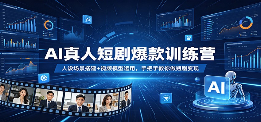 AI真人短剧爆款训练营：人设场景搭建+视频模型运用，手把手教你做短剧变现-惠声资源站