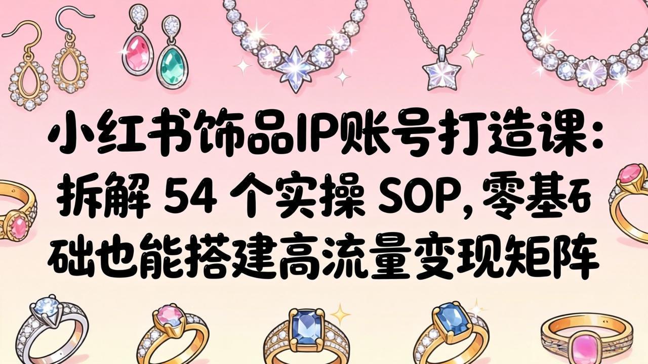 小红书饰品IP账号打造课：拆解 54 个实操 SOP，零基础也能搭建高流量变现矩阵-惠声资源站