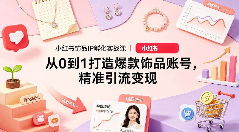小红书饰品IP孵化实战课｜从0到1打造爆款饰品账号，精准引流变现-惠声资源站