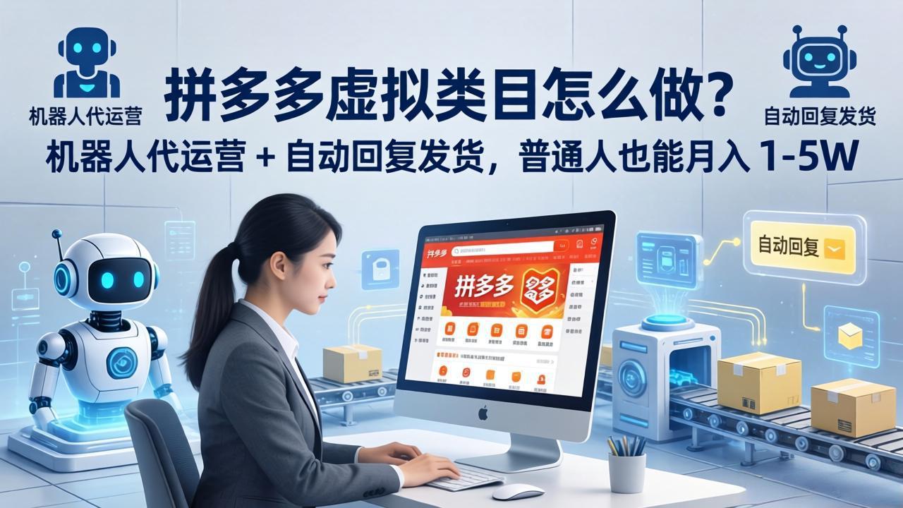 拼多多虚拟类目怎么做？机器人代运营 + 自动回复发货，普通人也能月入 1-5W-惠声资源站