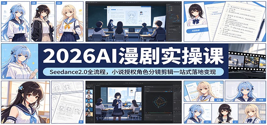 2026AI漫剧实操课：Seedance2.0全流程，小说授权角色分镜剪辑一站式落地变现-惠声资源站