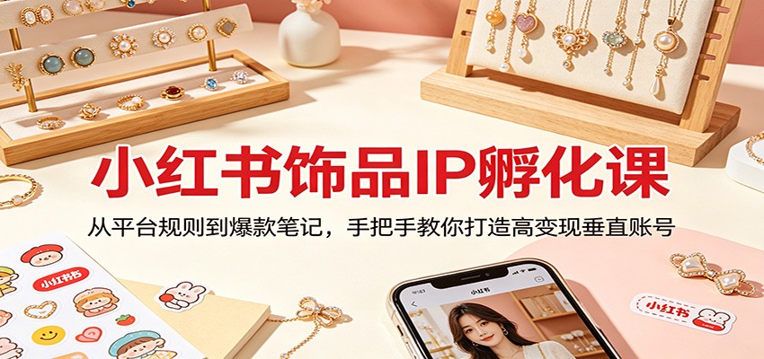小红书饰品IP孵化课：从平台规则到爆款笔记，手把手教你打造高变现垂直账号-惠声资源站