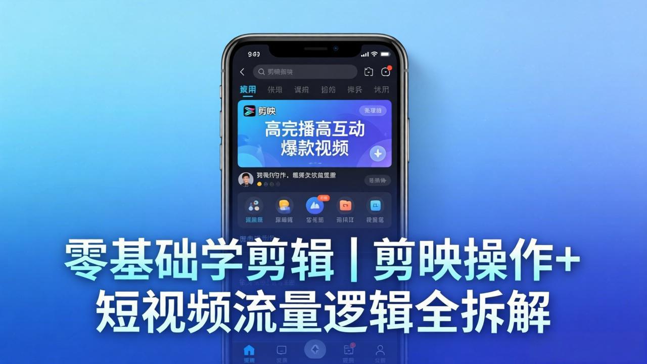 【零基础学剪辑】剪映操作+短视频流量逻辑全拆解｜手把手教你剪出高完播高互动爆款视频-惠声资源站