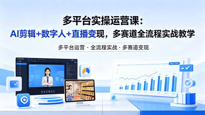 某团队多平台实操运营课-更新26年4月20：AI剪辑+数字人+直播变现，多赛道全流程实战教学-惠声资源站
