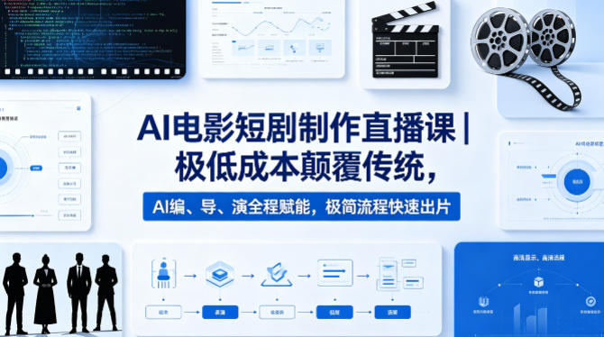 AI电影短剧制作直播课｜极低成本颠覆传统，AI编、导、演全程赋能，极简流程快速出片-惠声资源站