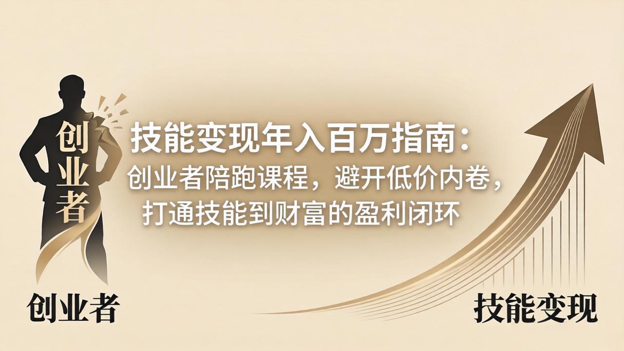 技能变现年入百万指南：创业者陪跑课程，避开低价内卷，打通技能到财富的盈利闭环-惠声资源站