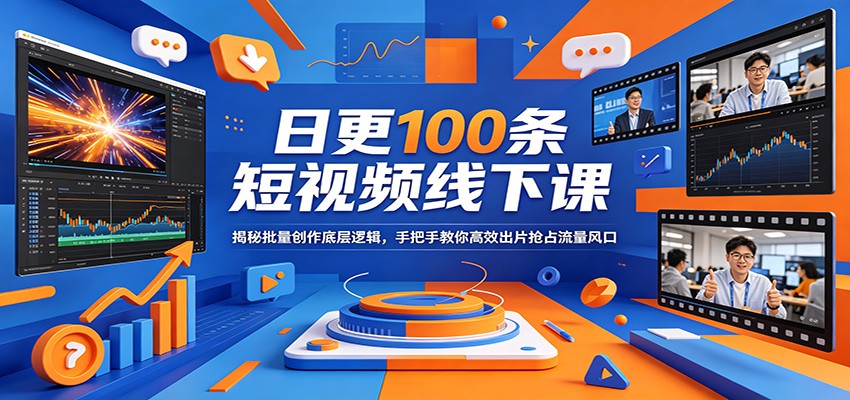 日更100条短视频线下课：揭秘批量创作底层逻辑，手把手教你高效出片抢占流量风口-惠声资源站