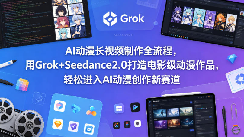 AI动漫长视频制作全流程，用Grok+Seedance2.0打造电影级动漫作品，轻松进入AI动漫创作新赛道-惠声资源站