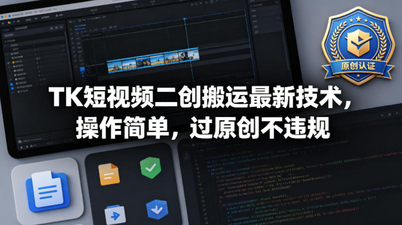 TK短视频二创搬运最新技术，操作简单，过原创不违规-惠声资源站