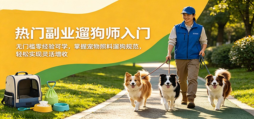 热门副业遛狗师入门，无门槛零经验可学，掌握宠物照料遛狗规范，轻松实现灵活增收-惠声资源站