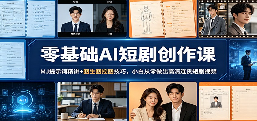 零基础AI短剧创作课：MJ提示词精讲+图生图控图技巧，小白从零做出高清连贯短剧视频-惠声资源站