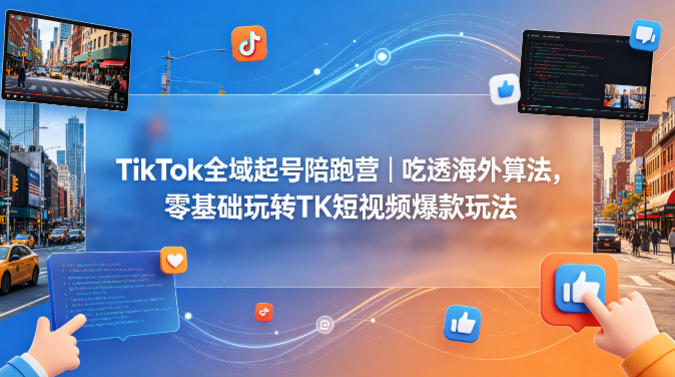 TikTok全域起号陪跑营｜吃透海外算法，零基础玩转TK短视频爆款玩法-惠声资源站